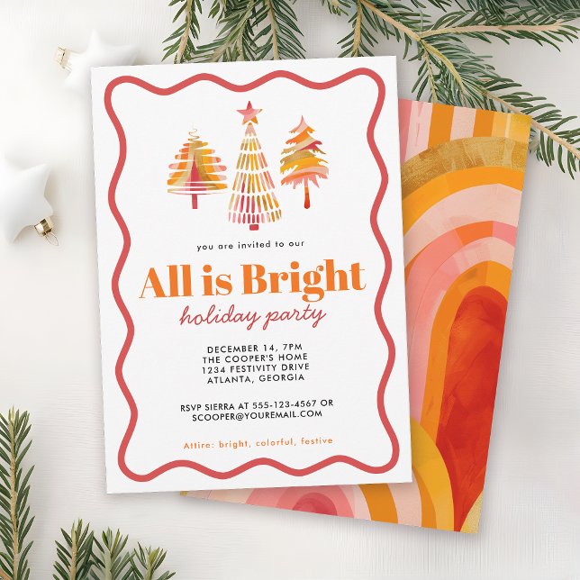 All is Bright Modern Holiday Party Invitation (Available in both printed and instant download digital formats.)