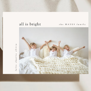All is Bright Modern Minimal Christmas Kids Photo Holiday Card