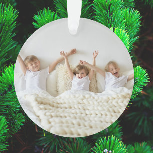 All is Bright Modern Minimal Christmas Kids Photo Ornament