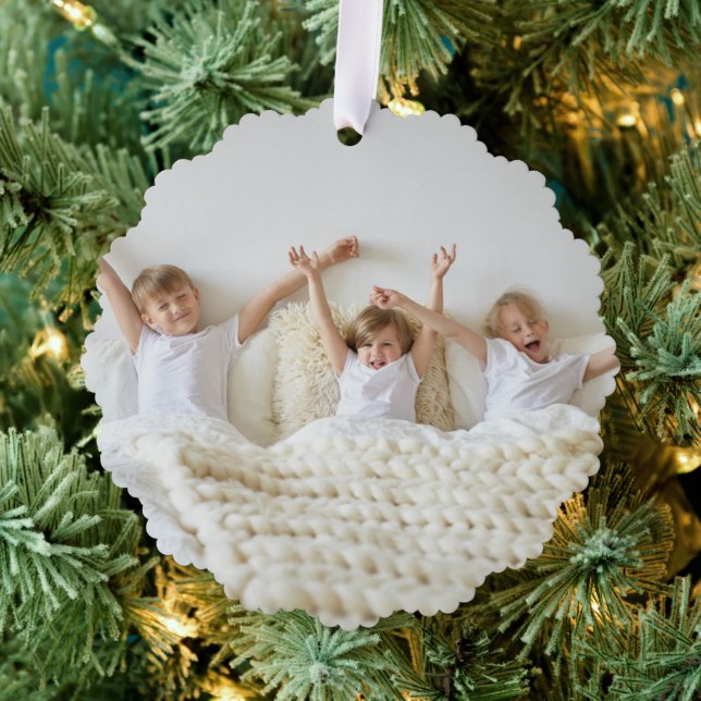 All is Bright Modern Minimal Christmas Kids Photo Tree Decoration Card (Insitu (Tree))