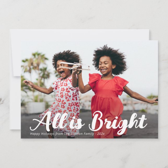 All is bright script photo holiday card (Front)