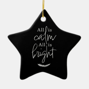 All Is Calm All is Bright Black Modern Star Ceramic Tree Decoration