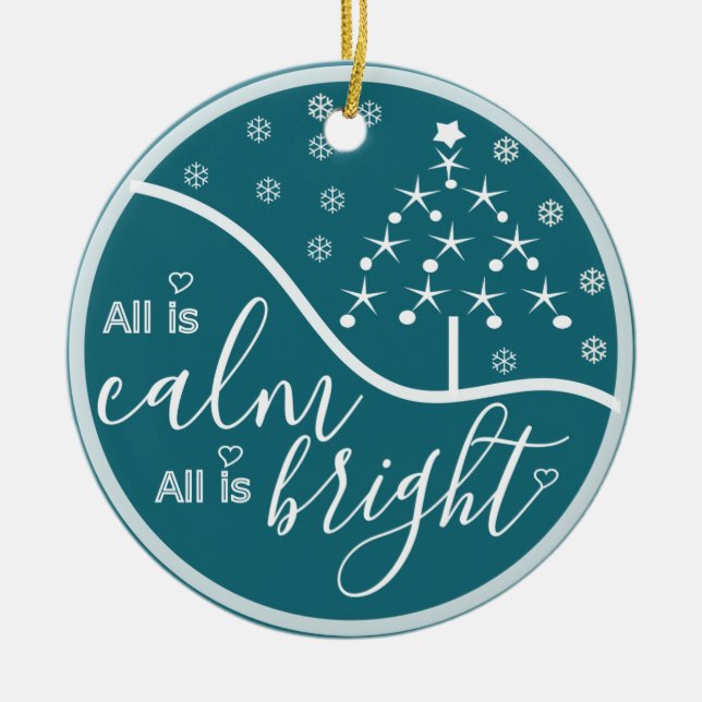 All is Calm All is bright Ceramic Tree Decoration (Front)