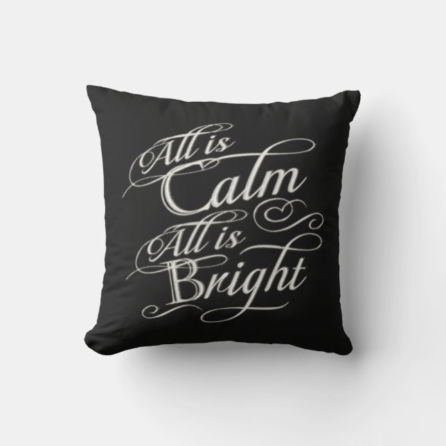 All is Calm, All is Bright Chalkboard Christmas Cushion (Front)