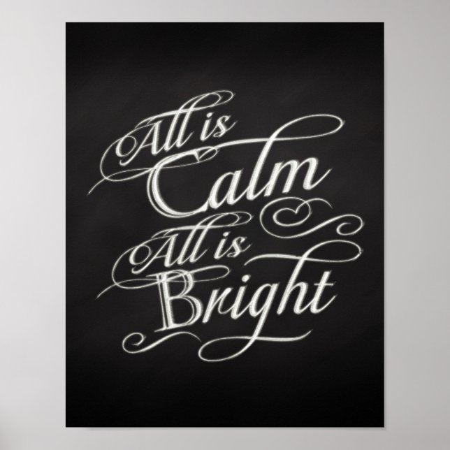 All is Calm, All is Bright Chalkboard Christmas Poster (Front)