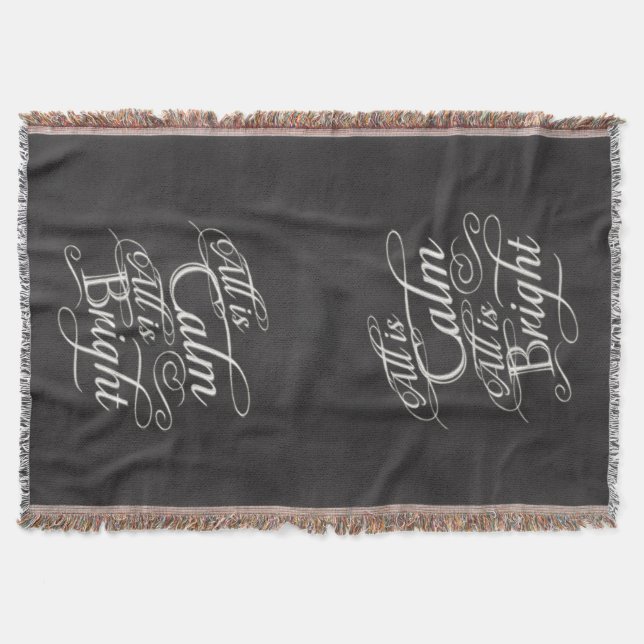 All is Calm, All is Bright Chalkboard Christmas Throw Blanket (Front)