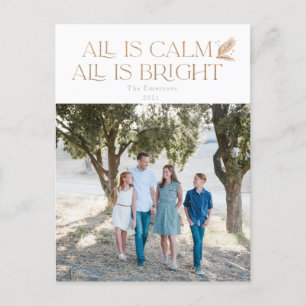 All is Calm All is Bright Christmas Photo Postcard