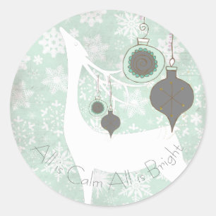 All is Calm All is Bright Deer Round Sticker