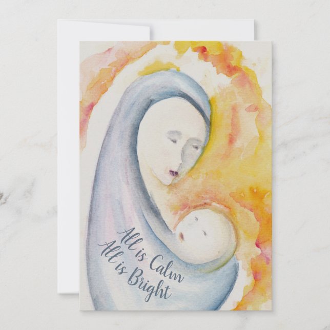 All is Calm, All is Bright, Madonna and Child Holiday Card (Front)