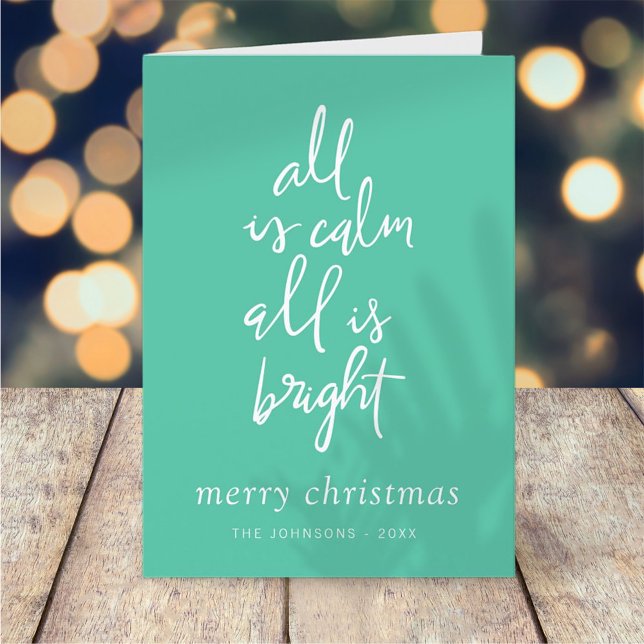 All is Calm All is Bright Modern Christmas Tree Holiday Card (Creator Uploaded)