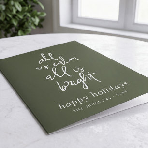 All is Calm All is Bright Modern Christmas Tree Holiday Card