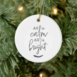 All Is Calm, All is Bright Modern Round Ceramic Tree Decoration