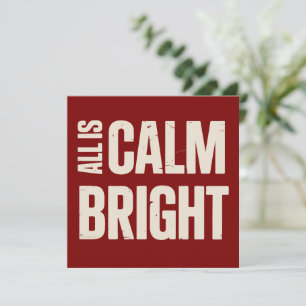 All Is Calm All Is Bright Retro Family Christmas  Holiday Card