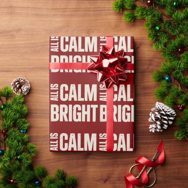 All Is Calm All Is Bright Retro Family Christmas  Wrapping Paper (Holiday Gift)