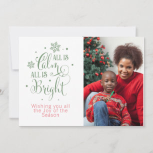 All is Calm/Christmas Quote/2-Sided Personalised Holiday Card
