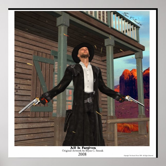 "All is Forgiven" Outlaw Gunslinger Original Art Poster (Front)