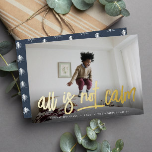 All is Not Calm   Cute Full Photo Foil Holiday Card