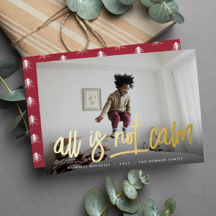 All is Not Calm Cute Full Photo Foil Holiday Card