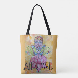 All is Well Colourful Hamsa Art Tote Bag