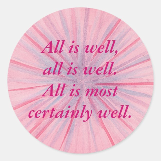 All is well, pink & blue affirmation stickers (Front)
