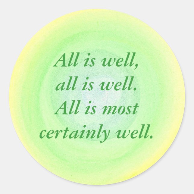All is well, yellow green affirmation stickers (Front)