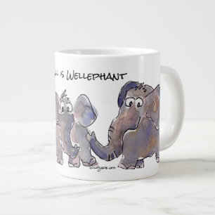 All is Wellephant 3 Cartoon Elephants Large Coffee Mug