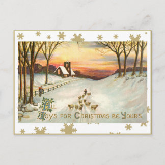 ALL JOYS FOR CHRISTMAS BE YOURS HOLIDAY POSTCARD