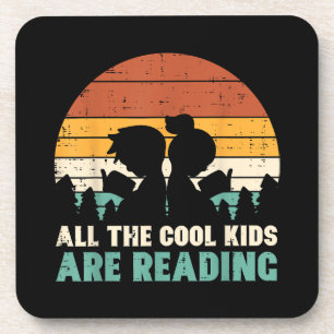All Kids Are Reading Retro Read Book Lover Boys Gi Coaster
