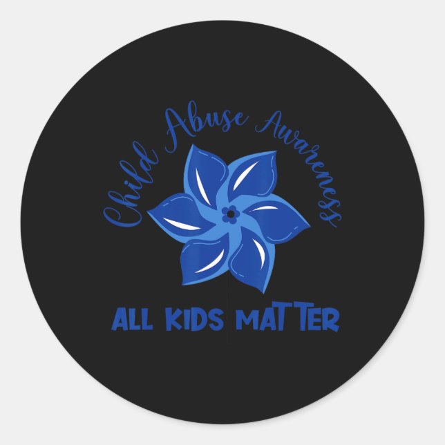 All Kids Matter Child Abuse Awareness Pinwheel  Classic Round Sticker (Front)