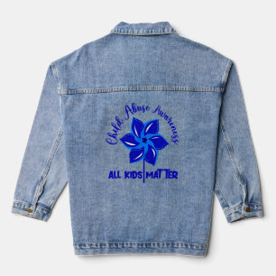 All Kids Matter Child Abuse Awareness Pinwheel  Denim Jacket