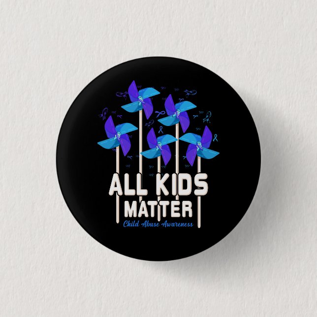 All Kids-Matter Pinwheel Child Abuse Prevention Aw 3 Cm Round Badge (Front)
