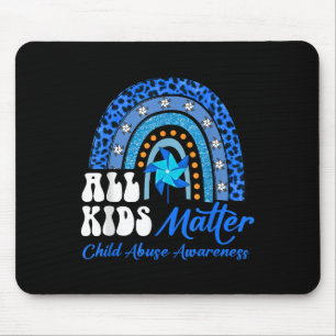 All Kids- Pinwheel Blue Rainbow Child Abuse Awaren Mouse Mat