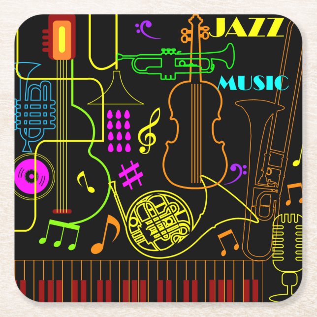 All Kinds of Music Square Paper Coaster (Front)