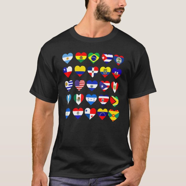 All Latin American Flags Countries Hispanic Herita T-Shirt (Front)