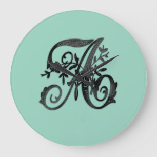 All Letter Black Any Colour Background Monogram  Large Clock