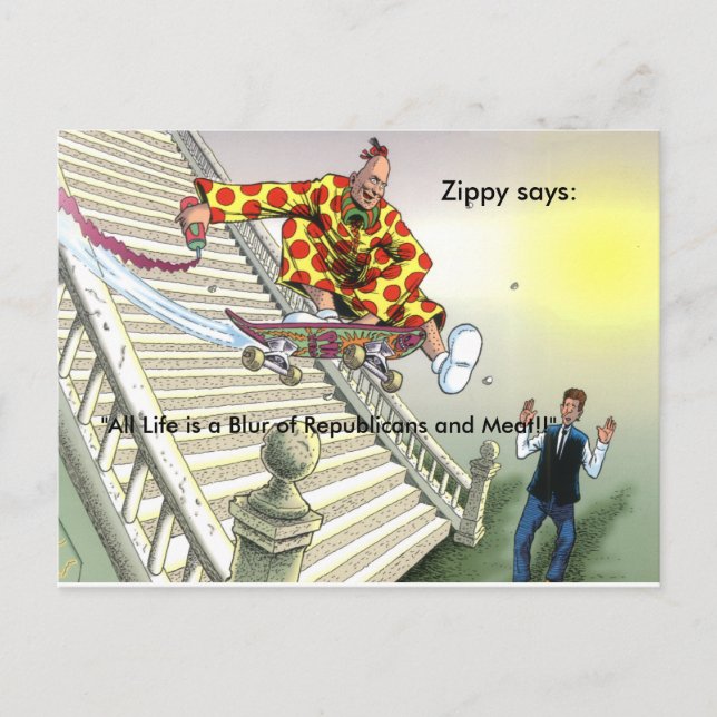 "All Life is a Blur of Republicans and Meat" Postcard (Front)