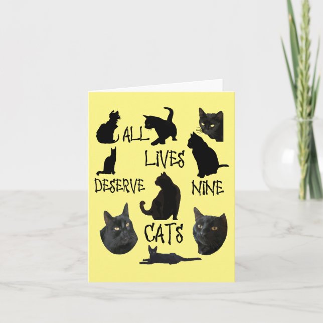 All Lives Deserves Nine Cats Fun Cat Lover Quote Card (Front)