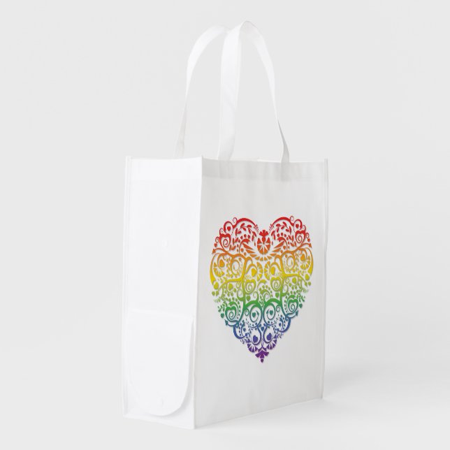 "All Love Is Equal" Rainbow Filigree Heart Bag (Front Side)