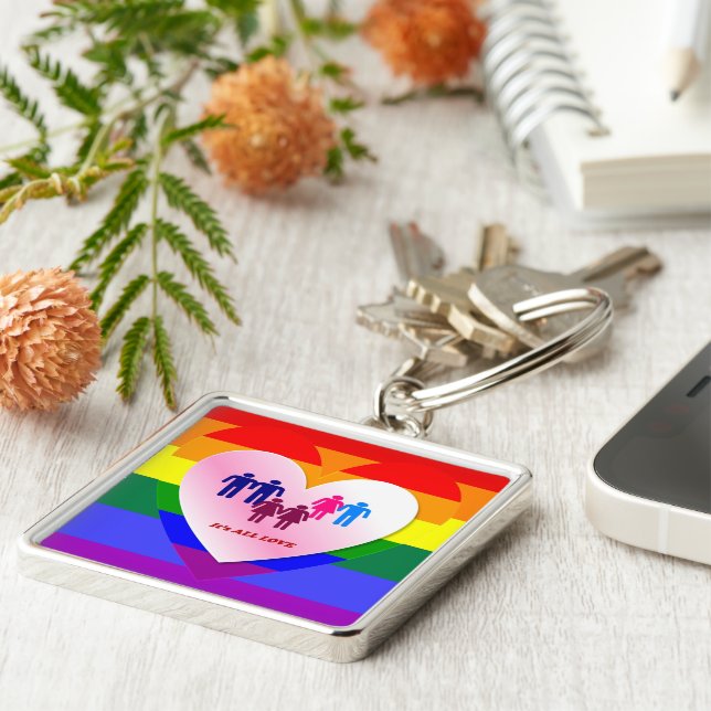 All Love Pride Heart Couples Key Ring (Side)