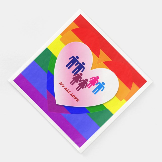 All Love Pride Heart Couples Napkin (Corner)
