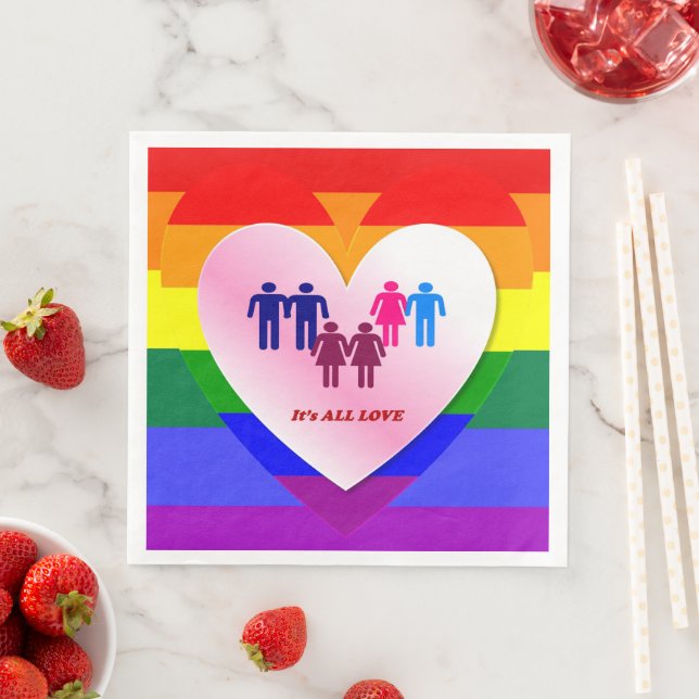 All Love Pride Heart Couples Napkin (Insitu)
