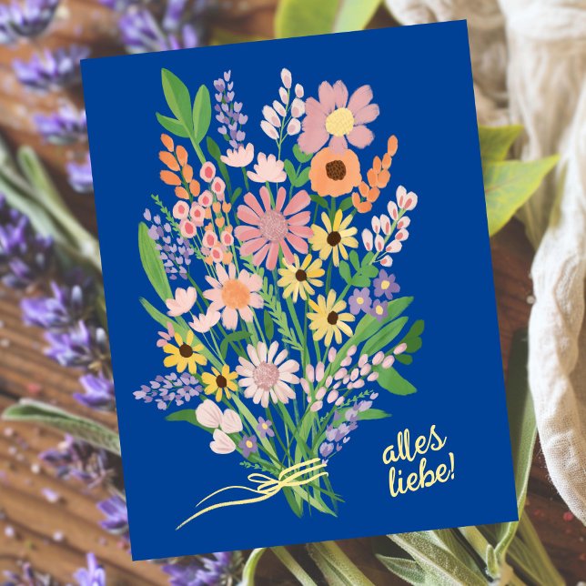 All love wild flowers sweet Gouache congratulation Postcard (Alles Liebe Wildblumen süß Gouache Glückwunsch Postkarte
)