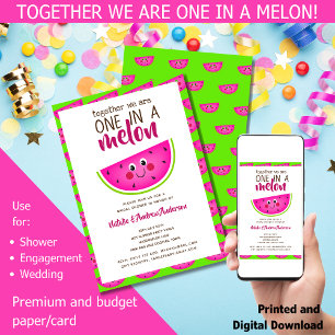 All Loved Up! Funny Summer Melon Bridal Shower Invitation