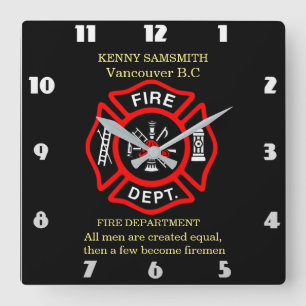 All men are created equal, a few become firemen square wall clock