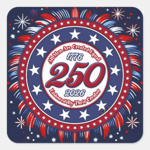 All Men Are Created Equal Graphic Firework Pop RWB Square Sticker