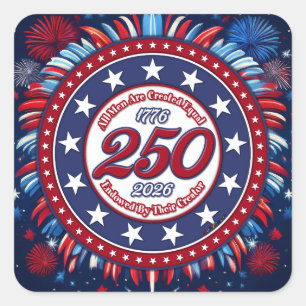 All Men Are Created Equal Red White Blue Graphic F Square Sticker