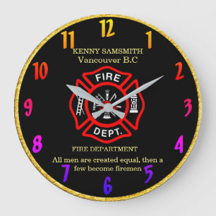All men are created equal, then become firemen large clock