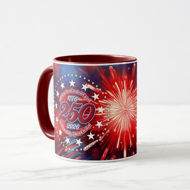  All Men Are Created Graphic Fireworks Burst Mug (Front Left)