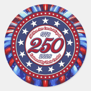 All Men Are Graphic Fireworks Red White Blue RWB Classic Round Sticker