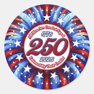 All Men Are Graphic Fireworks Red White Blue White Classic Round Sticker